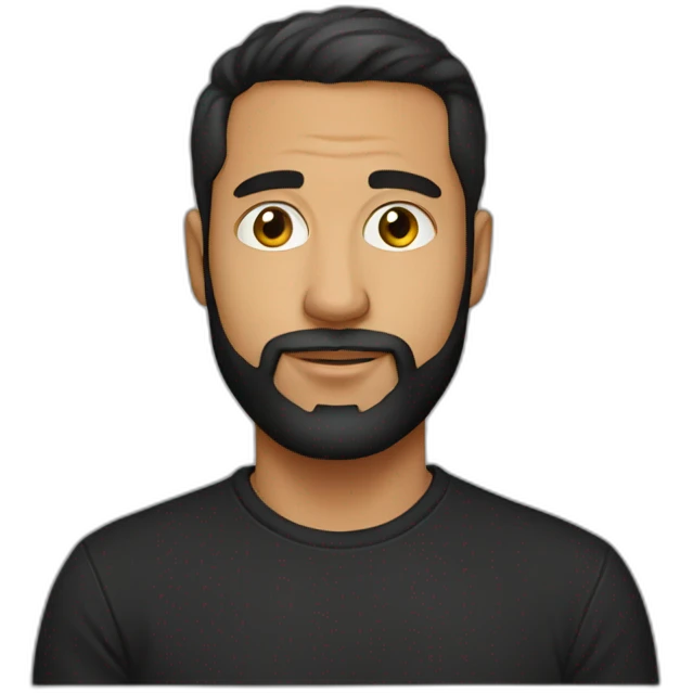 graphic designer, russian, no beard, black tshirt emoji