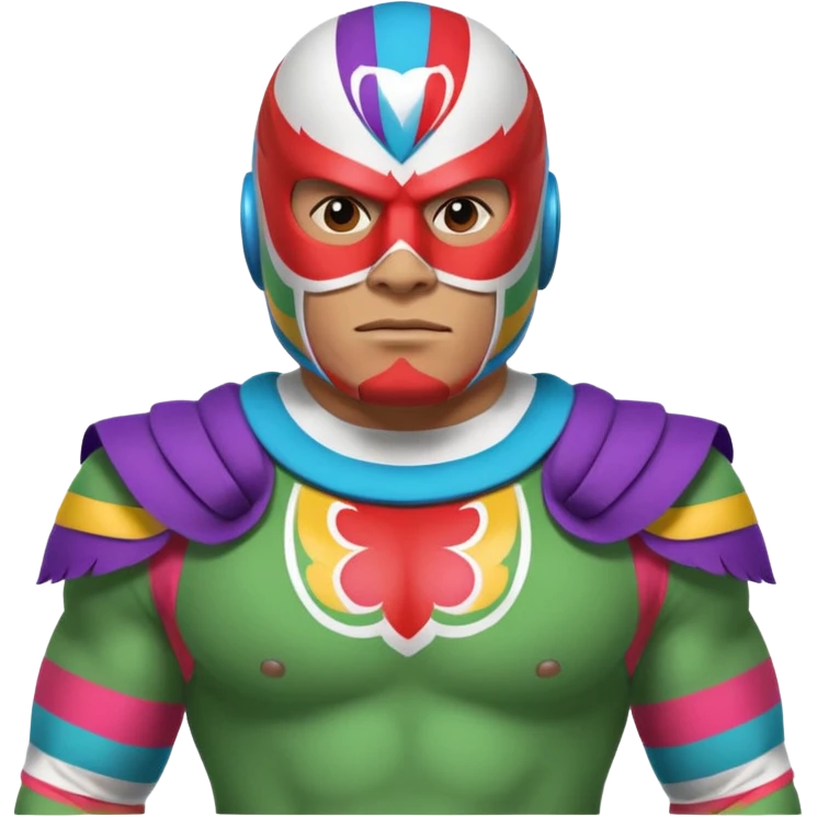 Mexican wrestler portrait, head and shoulders only, colorful luchador mask, muscular collar, confident expression, 3D cartoon, mobile game icon style, clean background, no text, no watermark
 emoji