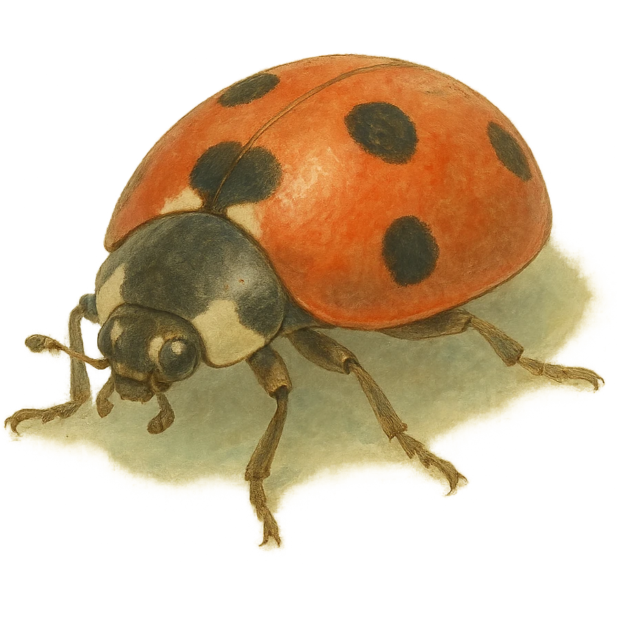 a realistic ladybug, natural colors, soft, fairy-like atmosphere, no background emoji