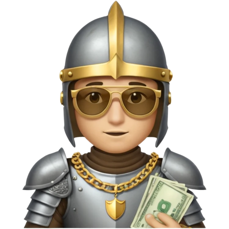 Knight helmet gold chain sunglasses money emoji