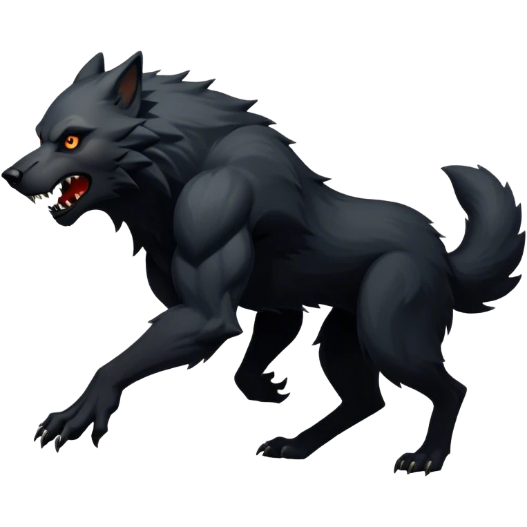 silhouette werewolf running emoji