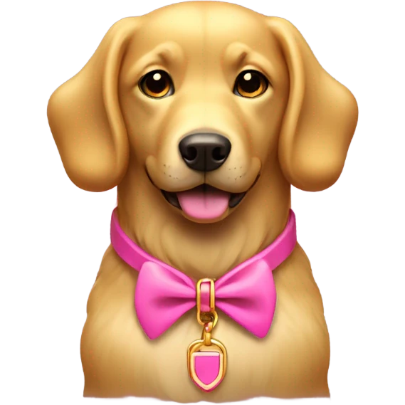 Golden dog with pink collar emoji