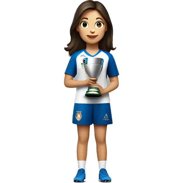 Brunette girl holding euro 2024 trophy with the word Sara as the caption on top emoji