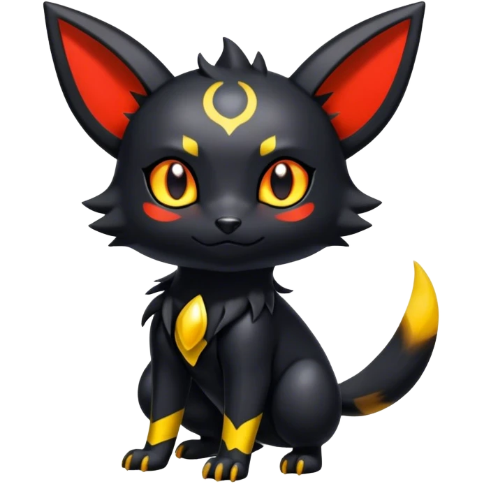 Shiny Dark Cute Edgy Cool Umbreon-Litten-fusion-hybrid full body  emoji