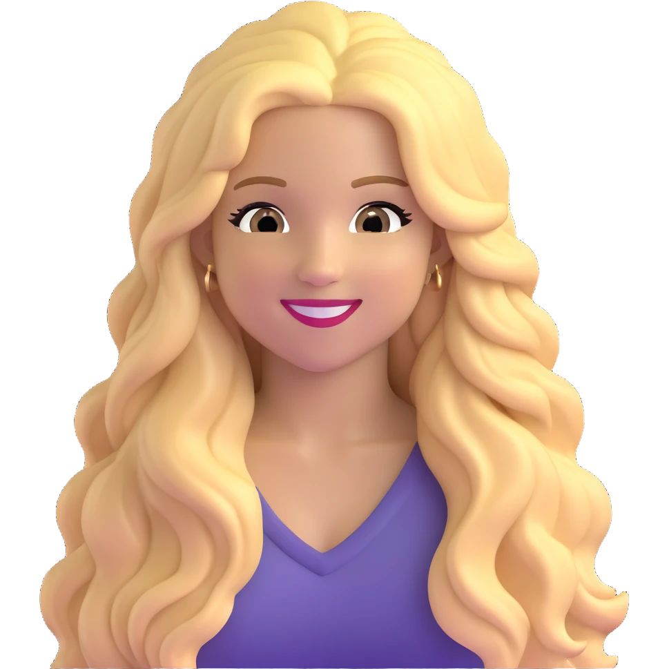smiling Shakira with long blonde hair emoji