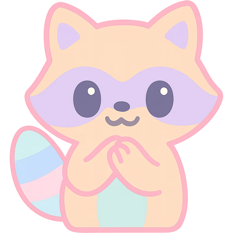 cute animal like fox or raccoon rubbing paws together with mischievous grin, expecting something fun emoji
