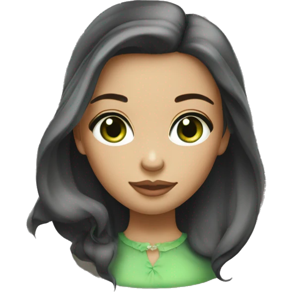 Belle fille cheveux noir et yeux vert emoji