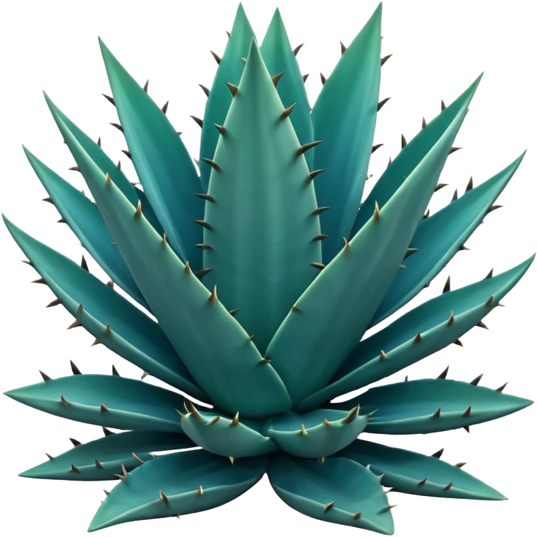 Cinematic Realistic Agave Emoji, Bold and spiky, with long, pointed leaves forming a rosette pattern. The sharp edges and soft blue-green hue exude a sense of rugged beauty and desert resilience. Soft glowing outline, capturing the essence of survival and strength in a striking agave plant! emoji