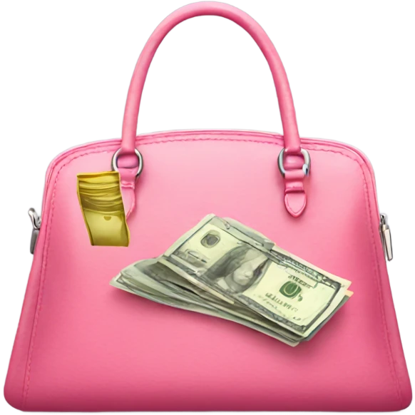 Pink designer purse with money coming out  emoji