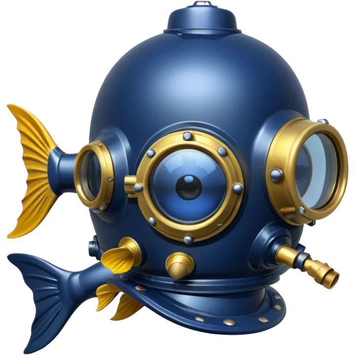 Navy divers helmet with two fish in it  emoji