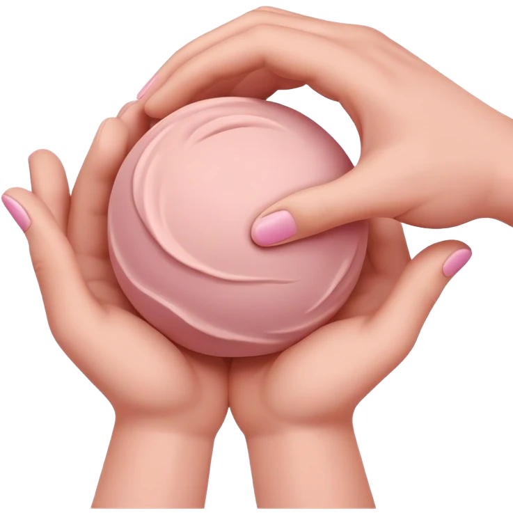 two hands kneading a small pink ball of clay emoji