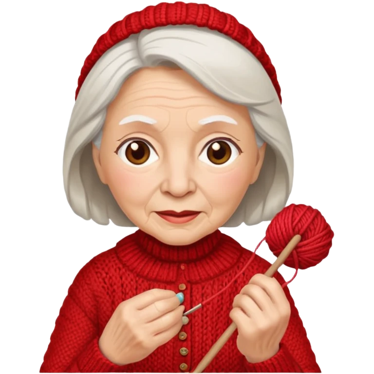 elderly woman knitting emoji
