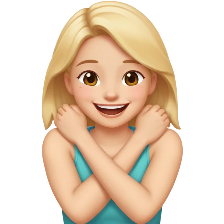 Arms crossed laughing holding neck tight girl  emoji
