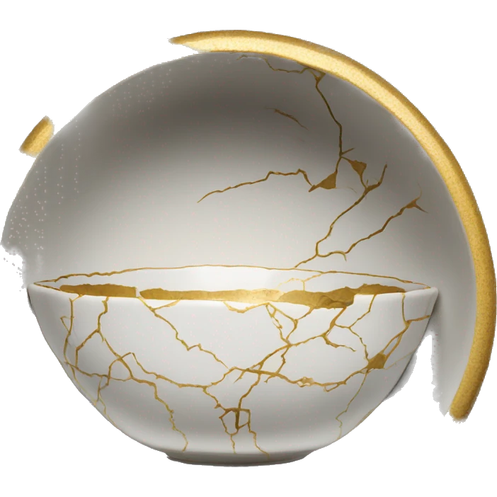 kintsugi bowl in center emoji