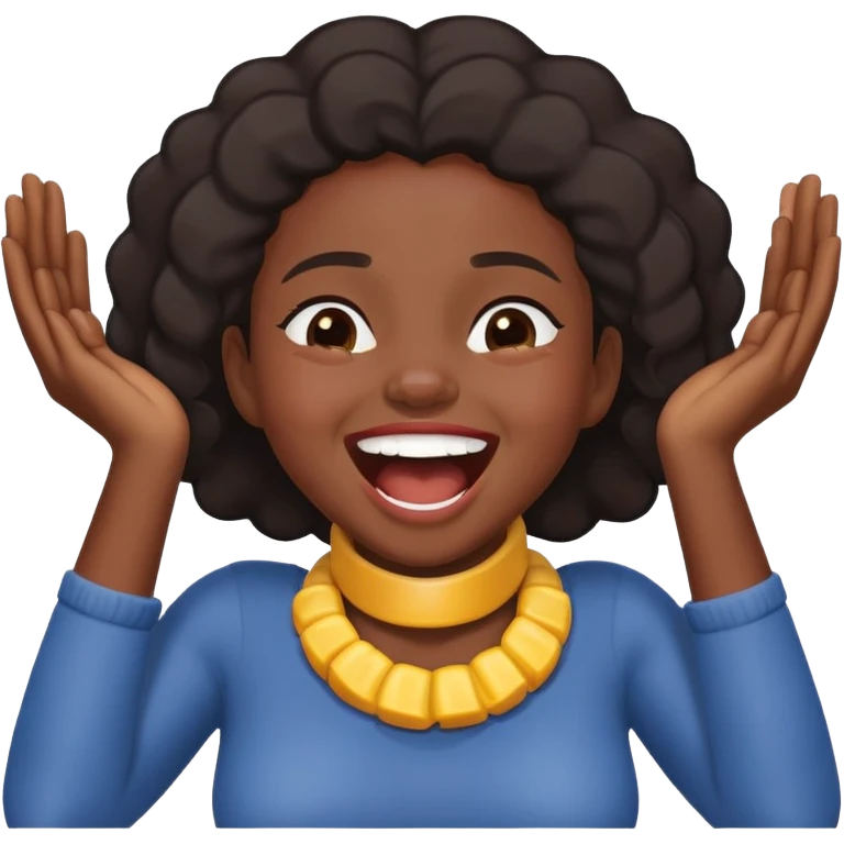 a black girl choking her own neck with her arms but laughing emoji
