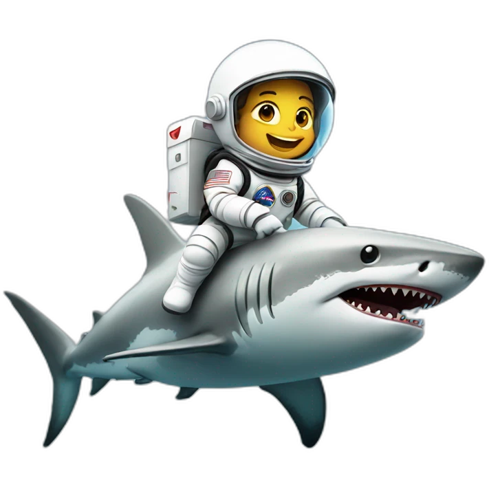 Astronaut riding a shark emoji