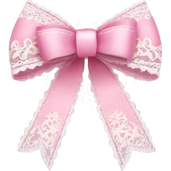 Pink ribbon bow with white lace  emoji