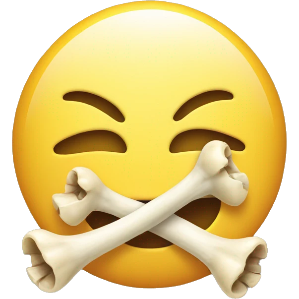 smiley face with a bone emoji in its mouth  emoji