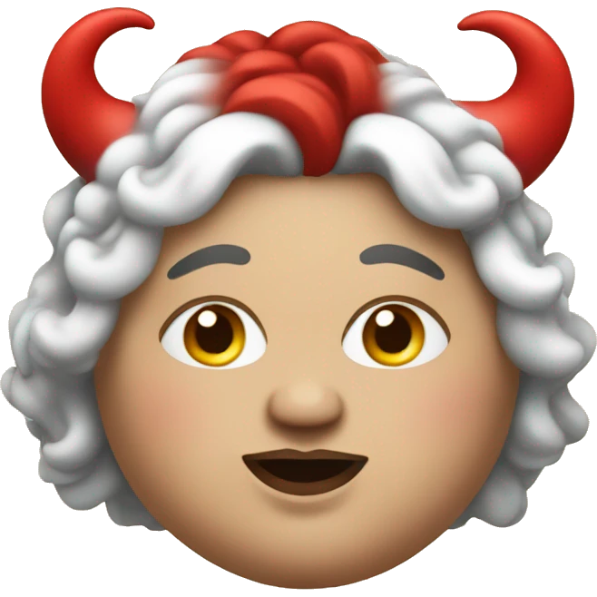 Extremely fat trans person in red horns costume emoji