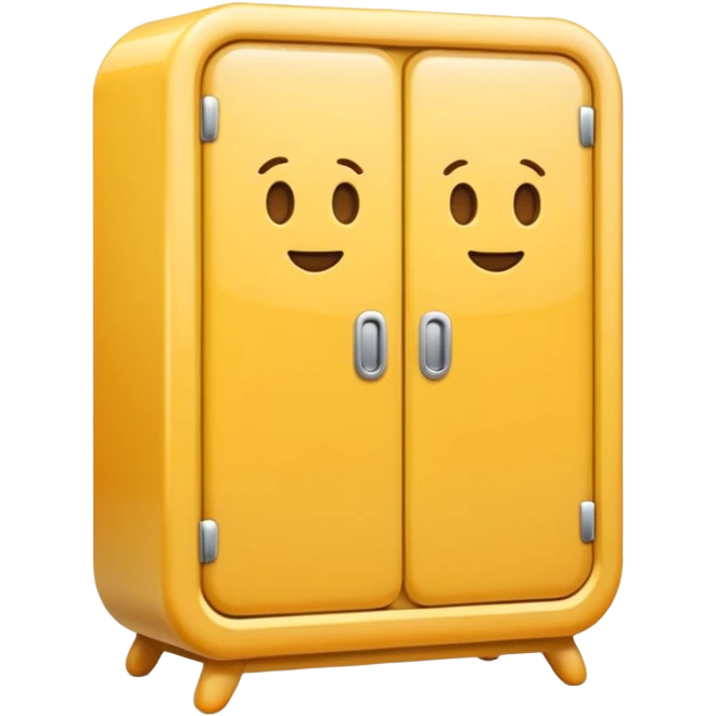 3D emoji-style wardrobe icon, cute, rounded, glossy, simple two-door design, soft shadows, clean background emoji
