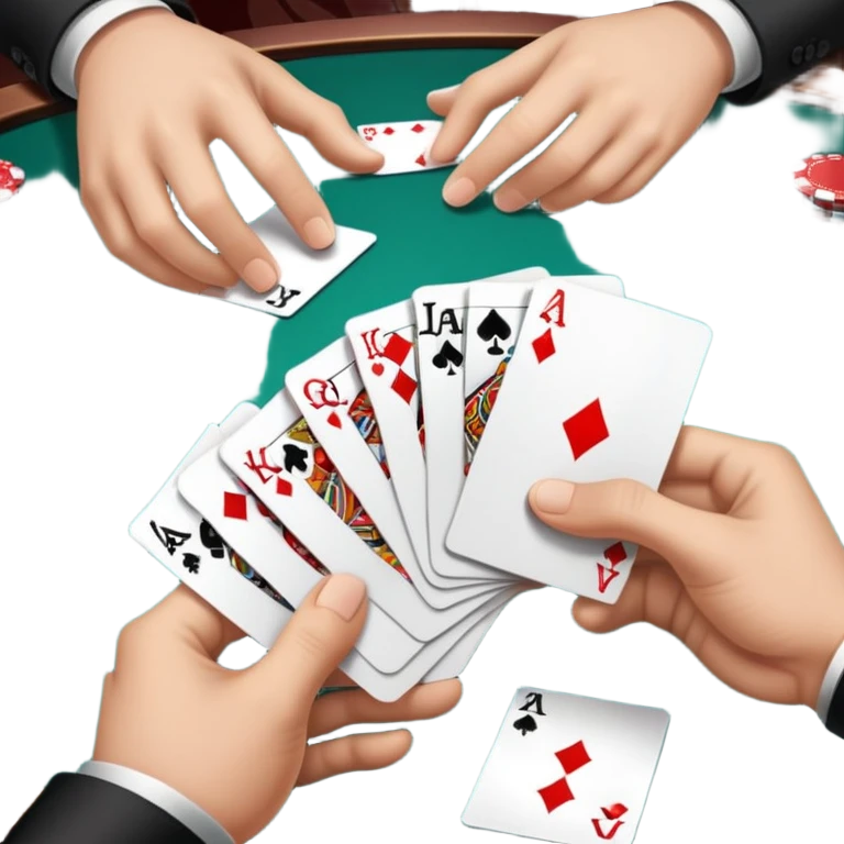 Close-up of hands dealing playing cards on a casino table emoji