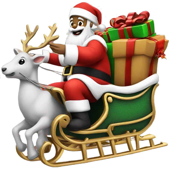Santa Claus with a present on a sleigh emoji