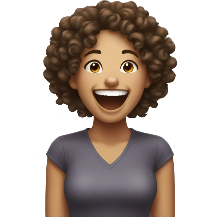Curly haired girl laughing so hard  emoji