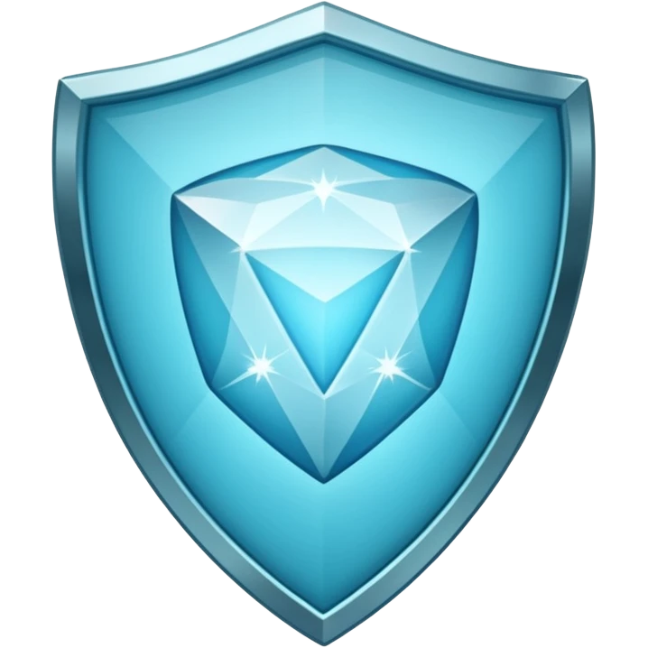 Cyan blue shield with diamond plated emoji