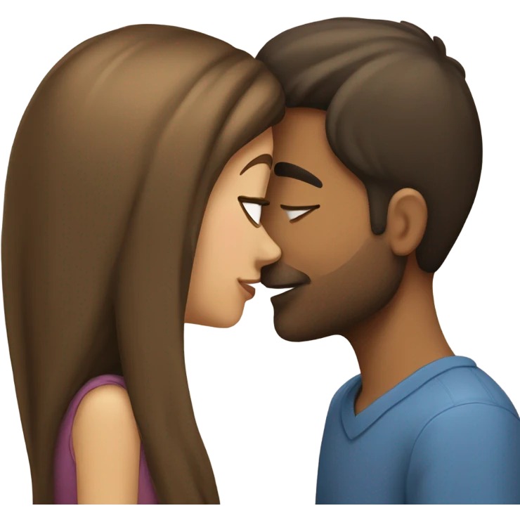 brown straight hair girl kissing tall guy emoji