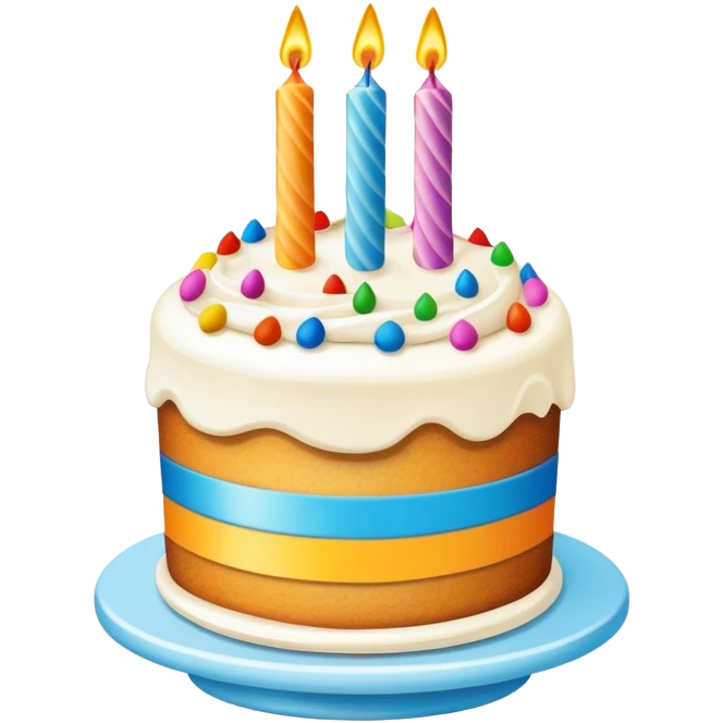 Birthday gift card with cake decoration emoji