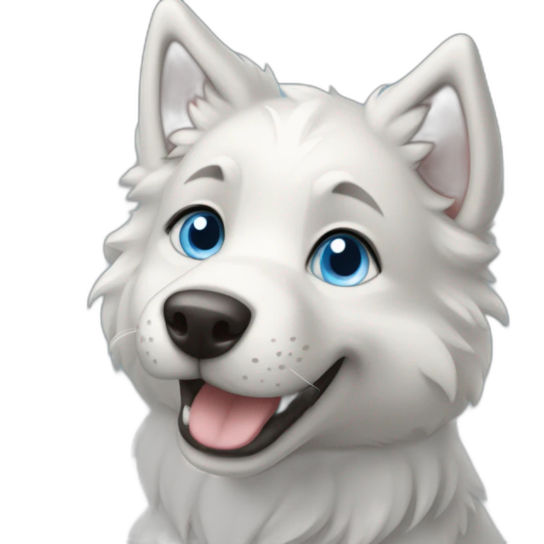 Happy Puppy Wolf dog white blue eyes emoji