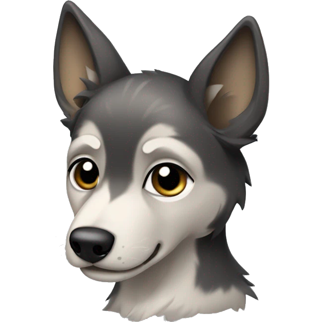 a wolf-like puppy with black hair on its ears emoji