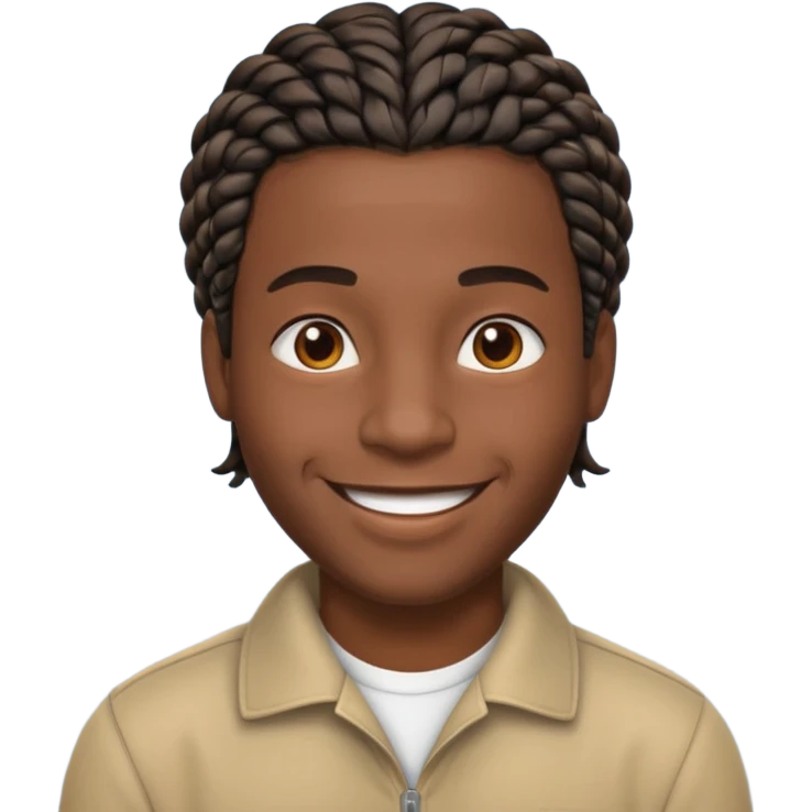Boneco masculino negro com trança curta na raiz do cabelo emoji