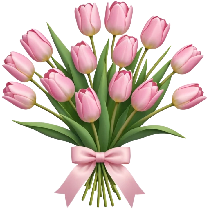 light pink tulips bouquet with light pink bow emoji