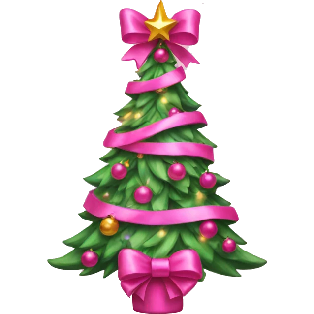 Pink Christmas tree with bows emoji