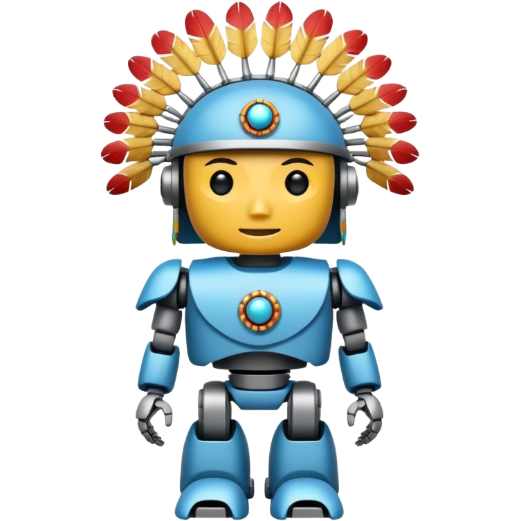 Full Robotic figure wearing native American regalia emoji