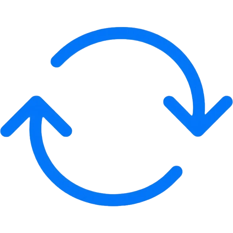iOS 16 style refresh icon, circular arrows in counterclockwise motion, Apple blue color, minimalistic design emoji