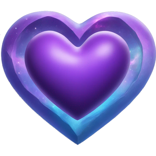 purple and blue heart shape planet with angle ring emoji