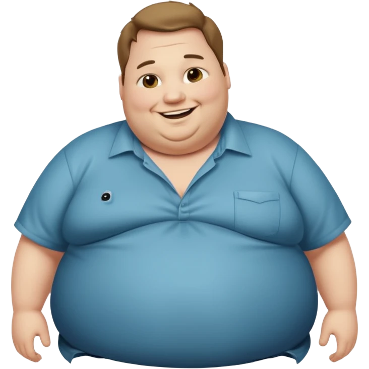 Hombre obeso mórbido con la barriga saliendo de la camisa emoji