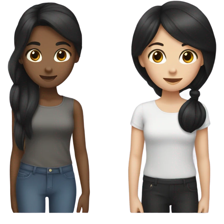 1 brunette girl and 1 black hair girl emoji