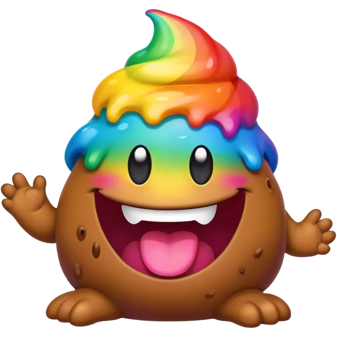 a rainbow poop emoji monster emoji