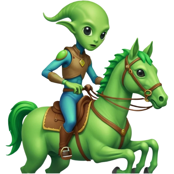 Alien on horse, close up emoji