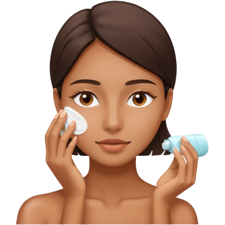 Perempuan lagi skincare (tapi yang lebih ketutup) fokus di muka emoji