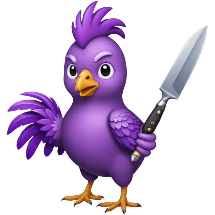 purple chicken holding knive emoji