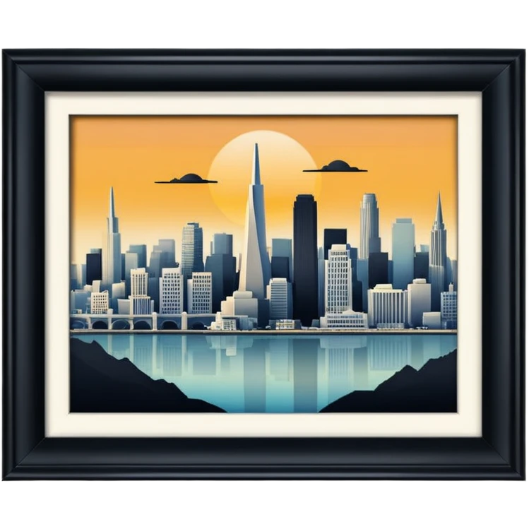 create an image of san francisco skyline in the tech future - no car, use art deco emoji