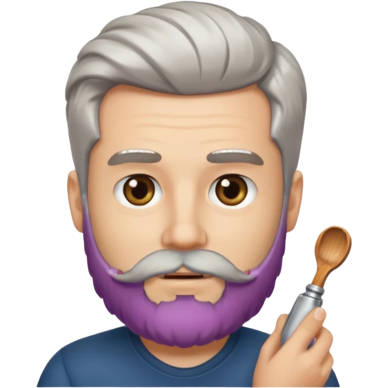 white man salt and pepper hair beard holding a beard emoji