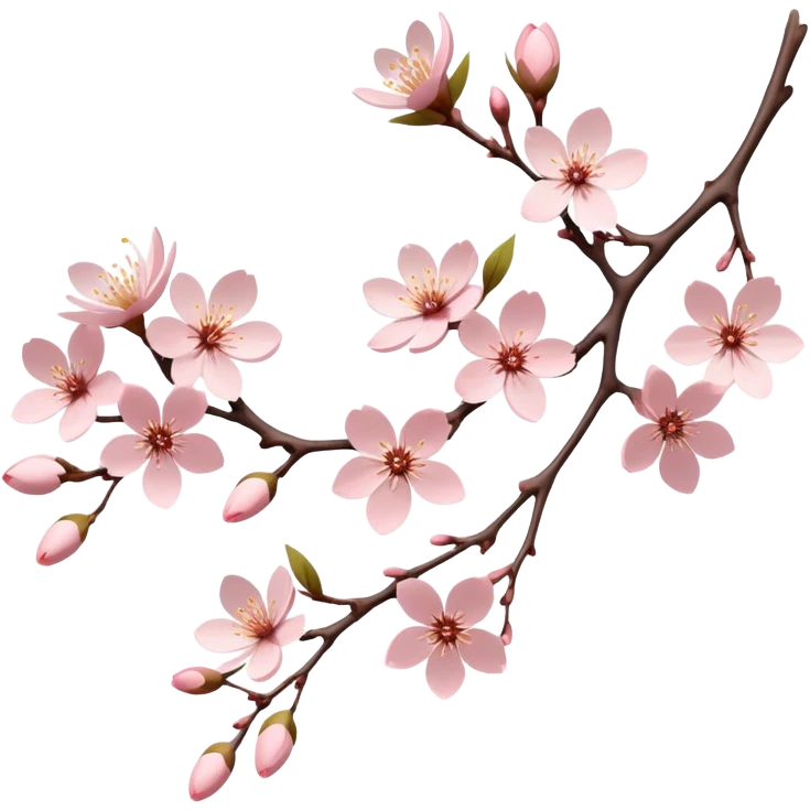 Cinematic Realistic Sakura Flowers on a Branch, depicted as delicate, soft pink blossoms gracefully adorning a slender, gently twisted branch, illuminated by subtle, warm natural light that accentuates their ethereal beauty and transient charm, poetic spring scene emoji