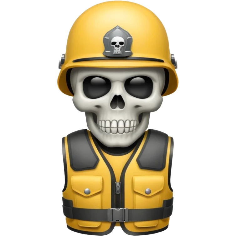 Skull wearing bullet proof vest and military helmet emoji