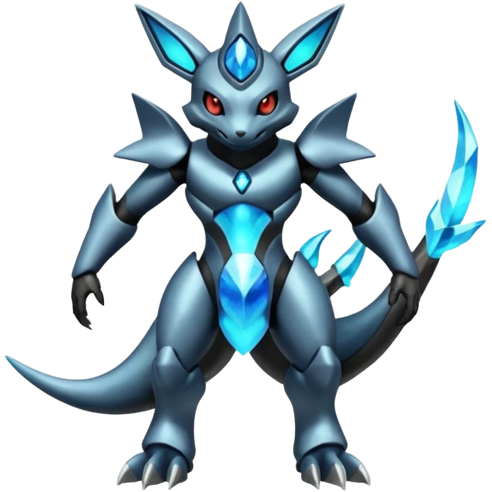 Shiny Futuristic Dusclops-Dusknoir-Salandit-Glaceon-Fakémon-hybrid-creature (full body)  emoji