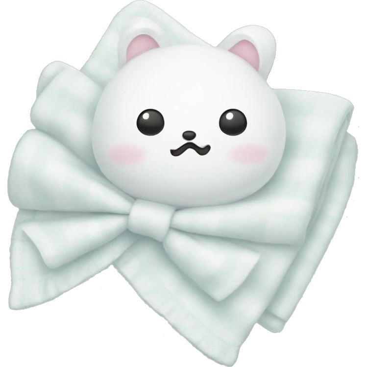 cute pastel white blanket with white bow emoji
